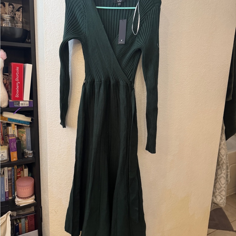 Lulu's Deep Green Ribbed Dress - Picture 3 of 3